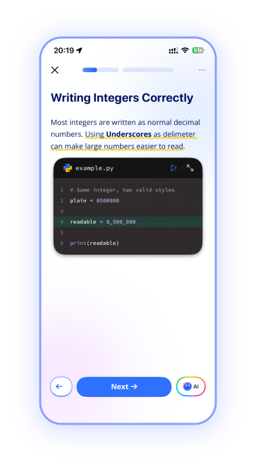 Weelee interactive lesson: Writing Integers Correctly